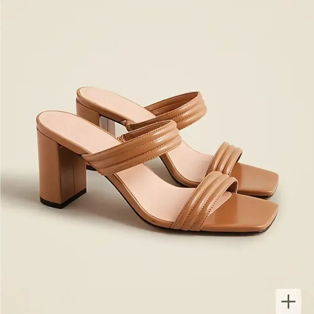 J.Crew Evelyn double-strap heels in leather